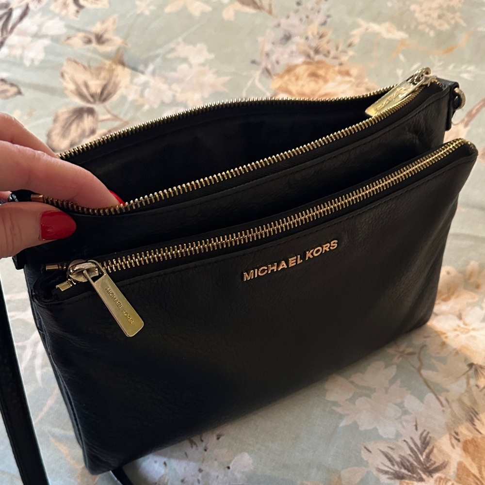 Michael Kors Black Leather Crossbody with Gold Hardware - Picture 6 of 6